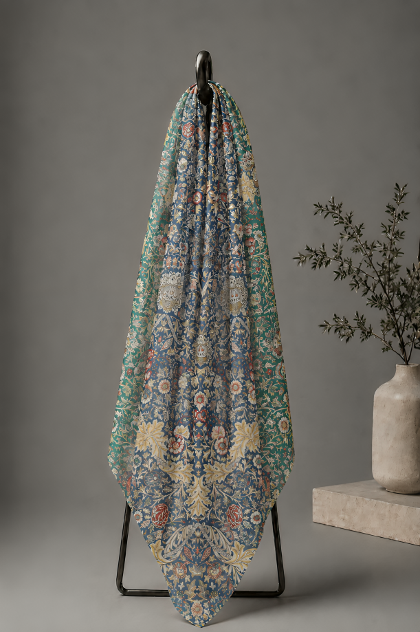 Midnight Garden, Cotton/Modal Stole- 28x80 Inches
