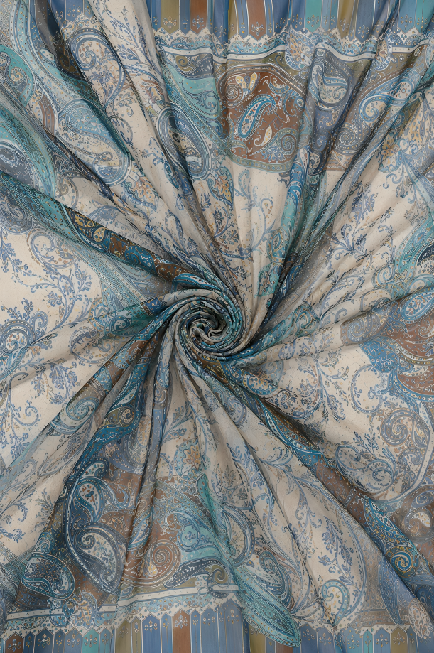 Blue Horizon, Cotton/Modal Stole- 28x80 Inches