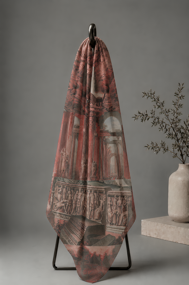 Roman Holiday, Cotton/Modal Stole- 28x80 Inches