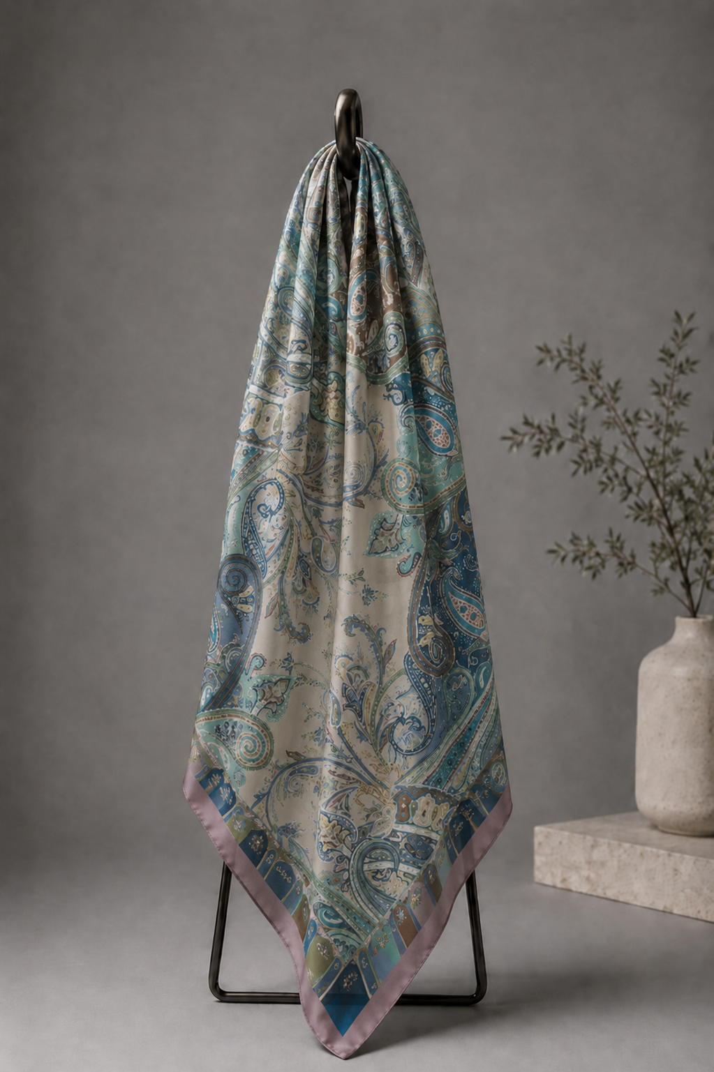Blue Horizon, Cotton/Modal Stole- 28x80 Inches