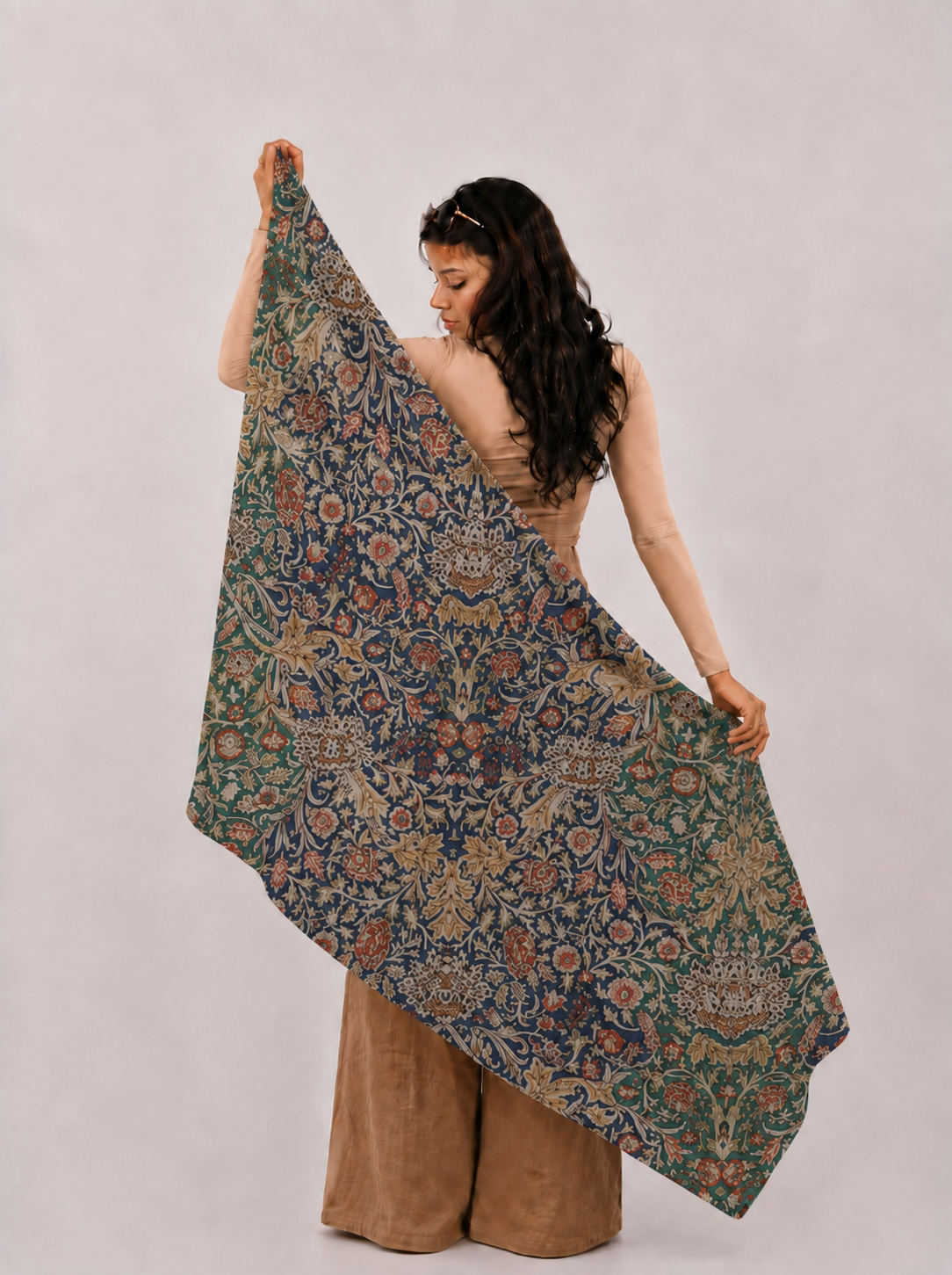 Midnight Garden, Cotton/Modal Stole- 28x80 Inches