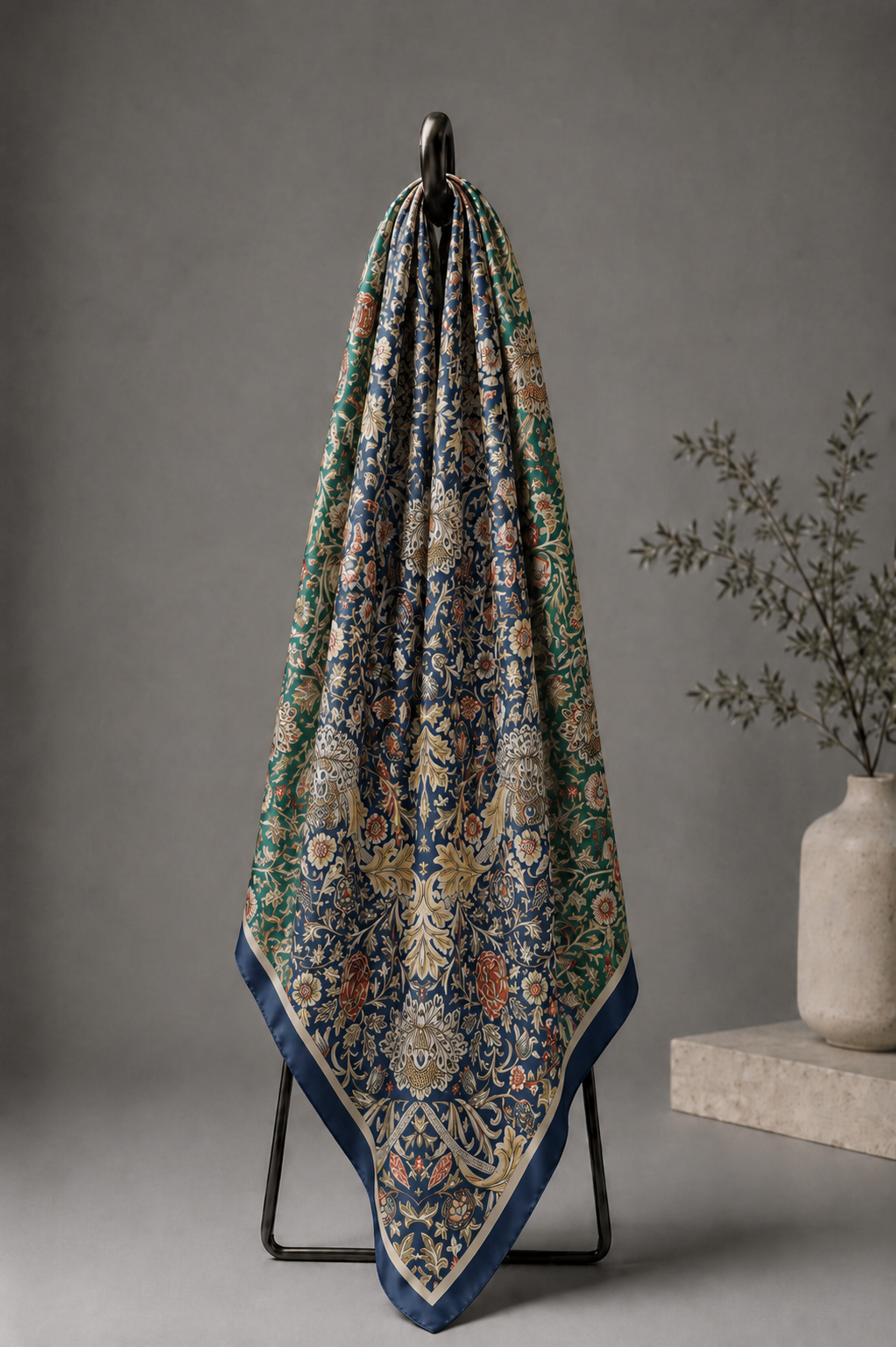Midnight Garden, Cotton/Modal Stole- 28x80 Inches
