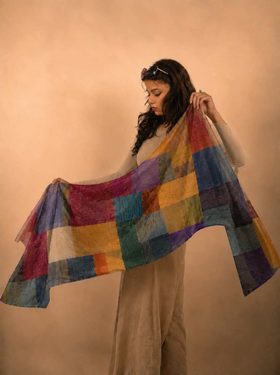 Open Canvas, Wool/Silk Stole- 28x80 Inches