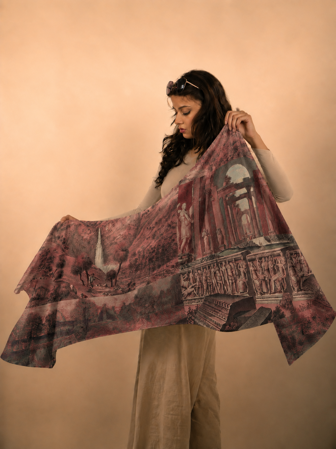 Roman Holiday, Cotton/Modal Stole- 28x80 Inches