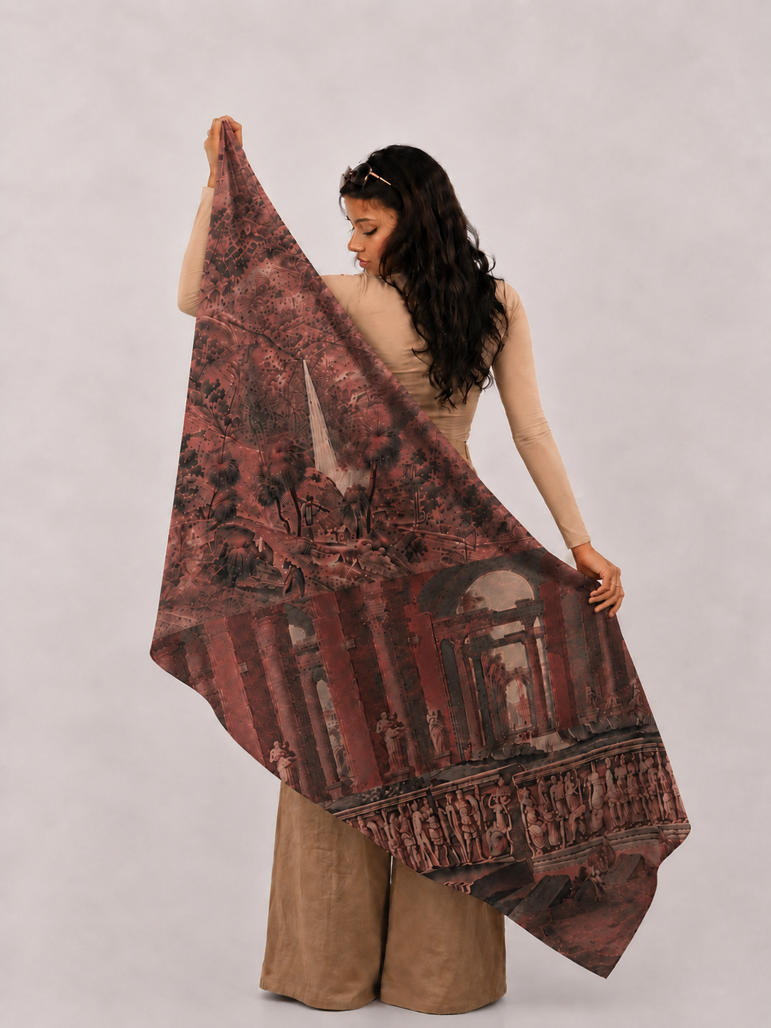 Roman Holiday, Cotton/Modal Stole- 28x80 Inches