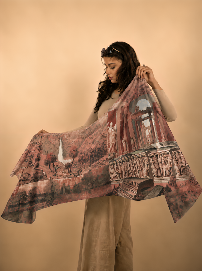 Roman Holiday, Cotton/Modal Stole- 28x80 Inches