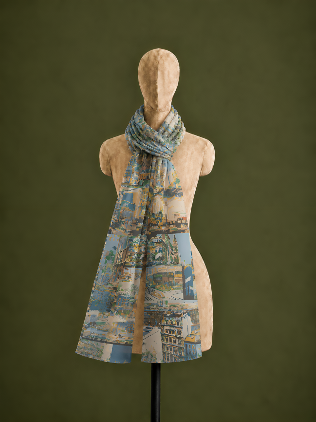 Metro Mosaic, Cotton/Modal Stole- 28x80 Inches