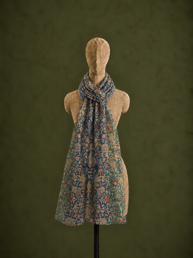 Midnight Garden, Cotton/Modal Stole- 28x80 Inches
